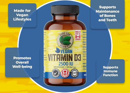 Pure Lab - Vegan D3 2500 IU - Dry, Crystalline, Pine Source | 120 Capsules