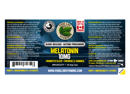 Pure Lab - Slow Release Melatonin 10 MG | 60 Vegi-Caps