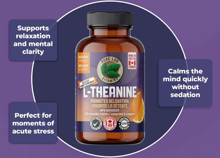 Pure Lab L-Theanine 125 mg, Chewables, Sugar Free | 150 Tablets