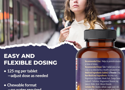 Pure Lab L-Theanine 125 mg, Chewables, Sugar Free | 150 Tablets