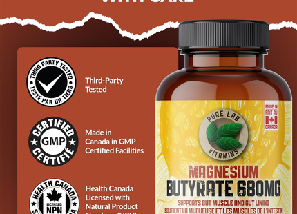 Pure Lab - Magnesium Butyrate 680 mg | 120 Capsules