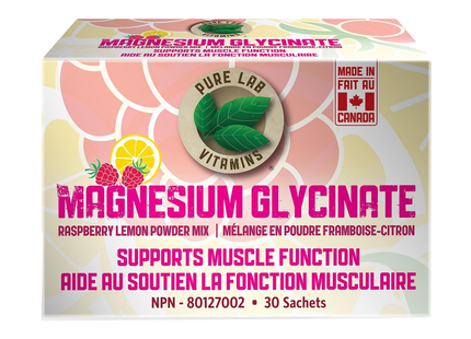Pure Lab - Magnesium Glycinate Raspberry & Lemon Powder Mix | 30 Sachets