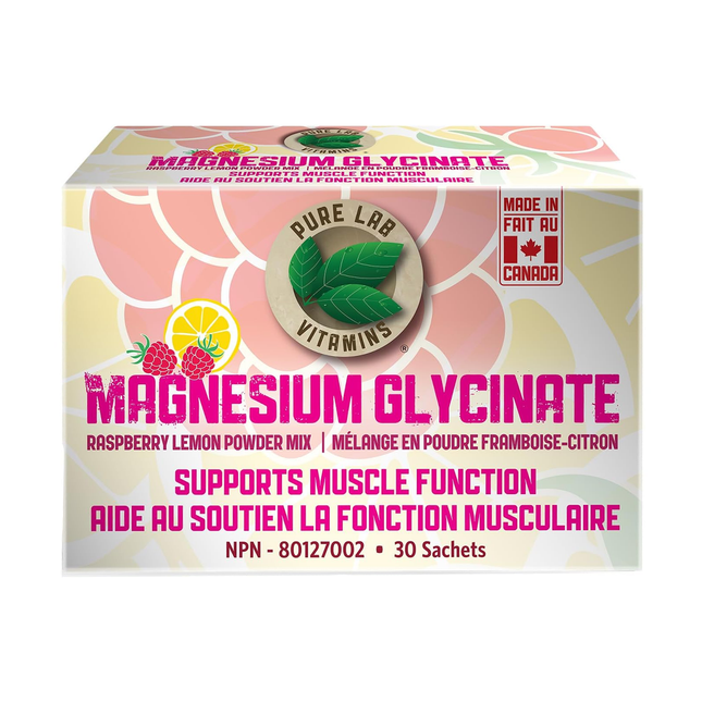 Pure Lab - Magnesium Glycinate Raspberry & Lemon Powder Mix | 30 Sachets