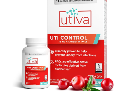 Utiva - Cranberry PACs 36 mg, UTI Prevention & Control Supplement | 30 Vegicaps