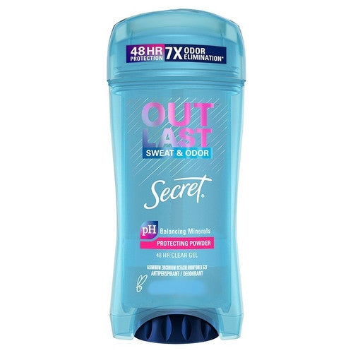 Secret - Outlast Sweat & Odour - 48H Antiperspirant Clear Gel - with pH Balancing Minerals - Protecting Powder Scent | 45 g