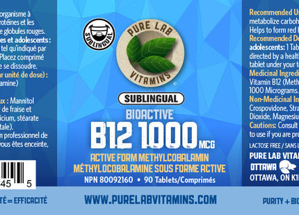 Pure Lab - Bioactive B12 1000 mcg | 90 Tablets