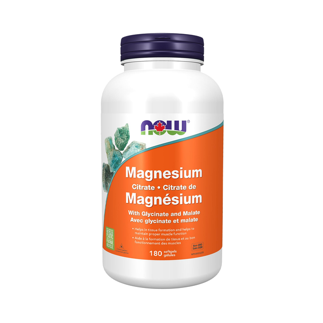 NOW - Citrate/Glycinate/Malate de magnésium 134 mg | 180 gélules
