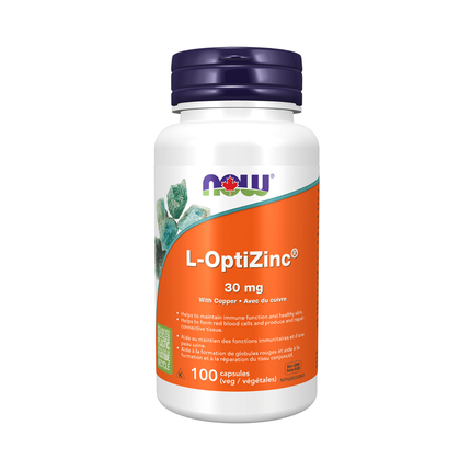 NOW - Opti-L-Zinc 30 mg with Copper | 100 Veg Capsules