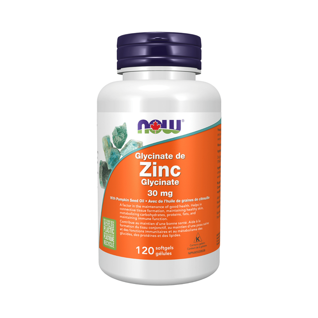 NOW - Zinc Glycinate 30 mg | 120 Softgels