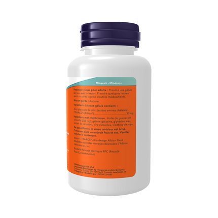 NOW Glycinate de zinc 30 mg | 120 gélules