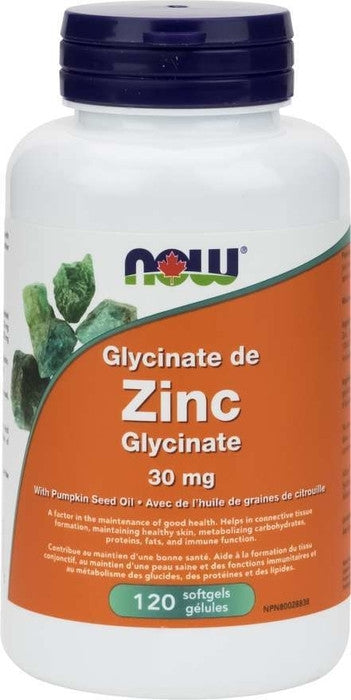 NOW Zinc Glycinate 30mg | 120 Softgels