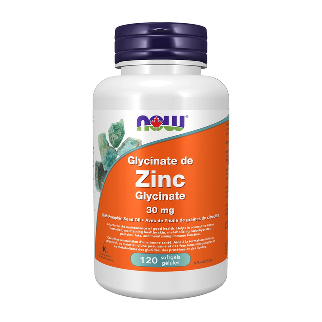 NOW Zinc Glycinate 30mg | 120 Softgels