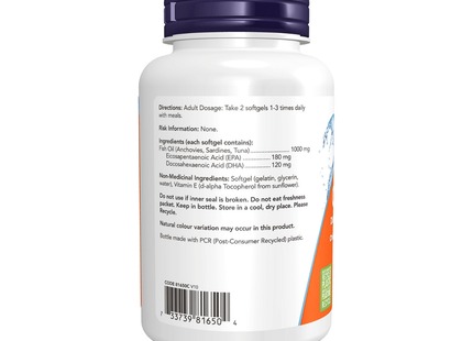 NOW - Mélange d'huile de poisson oméga-3 | 100 capsules