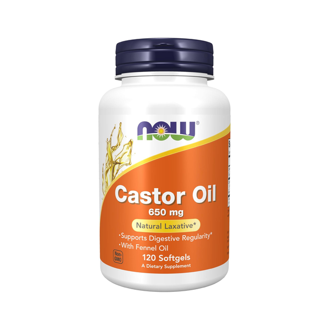 NOW - Huile de ricin 650 mg + fenouil | 120 gélules