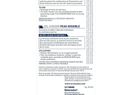 Nivea Men - Gel de rasage apaisant instantané pour peaux sensibles à la vitamine E | 200 ml