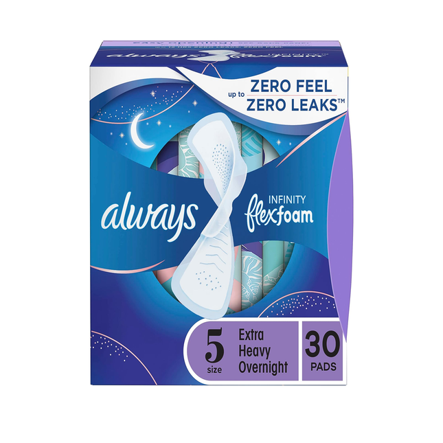 Always - Mousse Infinity Flex - Serviettes de nuit non parfumées à débit très élevé - Taille 5 | 30 tampons