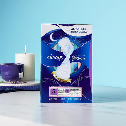 Always - Mousse Infinity Flex - Serviettes de nuit non parfumées à débit très élevé - Taille 5 | 30 tampons
