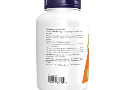 NOW - Organic Flax Oil 1000 mg | 100 Softgels