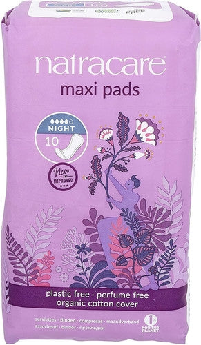 NatraCare Organic Cotton Maxi Pads - Night Time | 10 Pads
