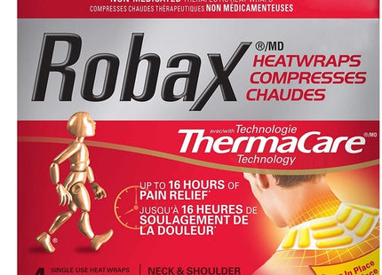 Robax Non-Medicated Therapeutic Heat Wraps - Neck & Shoulder | 4 Single Use Heat Wraps