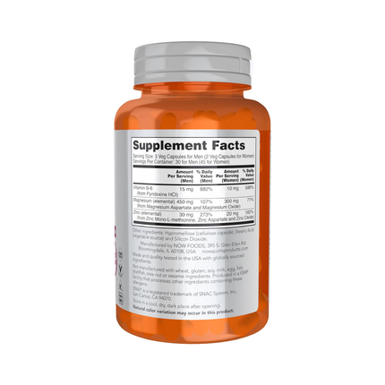 NOW - ZMA avec zinc B-6 | 90 capsules