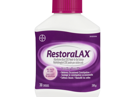 RestoraLAX Polyéthylène Glycol 3350 Poudre pour solution buvable - 30 doses journalières | 510g