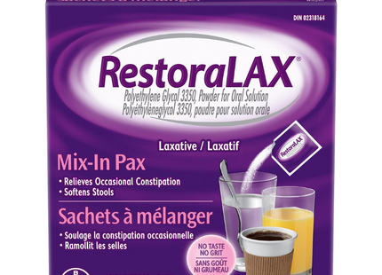 RestoraLAX - Soulagement occasionnel de la constipation - Mix In Pax 17 g/Pack | 10 paquets