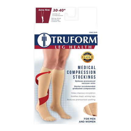 TRUFORM - Below Knee Stockings Closed Toe | 30-40 mmhg