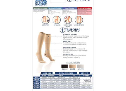 TRUFORM - Below Knee Stockings Closed Toe | 30-40 mmhg