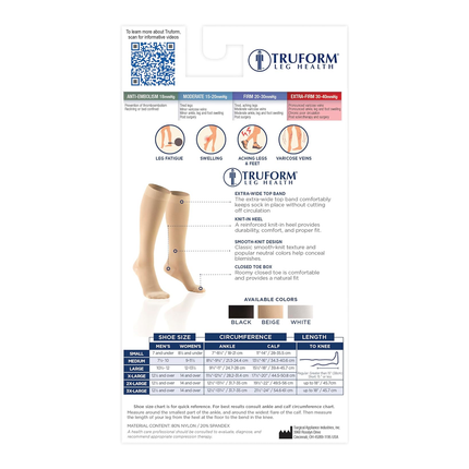 TRUFORM - Below Knee Stockings Closed Toe | 30-40 mmhg