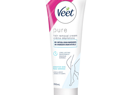 Veet - Crème Dépilatoire Pure pour Peaux Sensibles Jambes & Corps | 200 ml