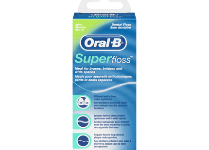 Oral-B - Super fil dentaire - Brins pré-coupés - Saveur Menthe | paquet de 50 