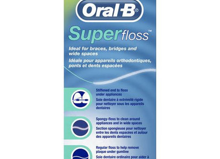 Oral-B - Super fil dentaire - Brins pré-coupés - Saveur Menthe | paquet de 50 