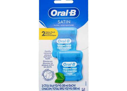 Oral-B - Satin Dental Waxed Mint Floss Value Pack | 2 x 50 m