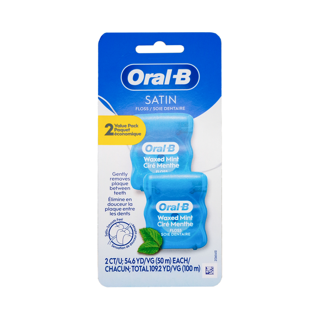 Oral-B - Satin Dental Waxed Mint Floss Value Pack | 2 x 50 m