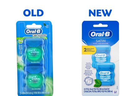 Oral-B - Satin Dental Waxed Mint Floss Value Pack | 2 x 50 m