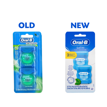 Oral-B - Satin Dental Waxed Mint Floss Value Pack | 2 x 50 m