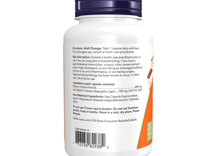 NOW - Bétaïne HCl | 120 capsules