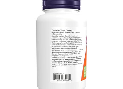 NOW - Acide alpha-lipoïque 250 MG | 120 capsules