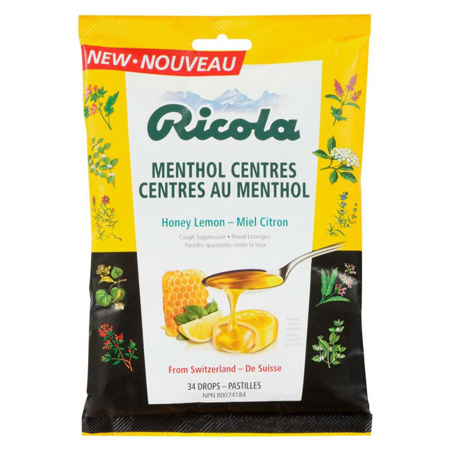 Ricola - Centres mentholés - Miel Citron | 34 gouttes