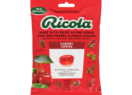 Ricola - Pastilles pour la gorge, antitussif à la cerise | 19 pastilles emballées 