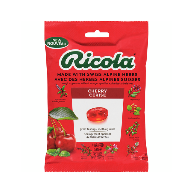 Ricola - Pastilles pour la gorge, antitussif à la cerise | 19 pastilles emballées 