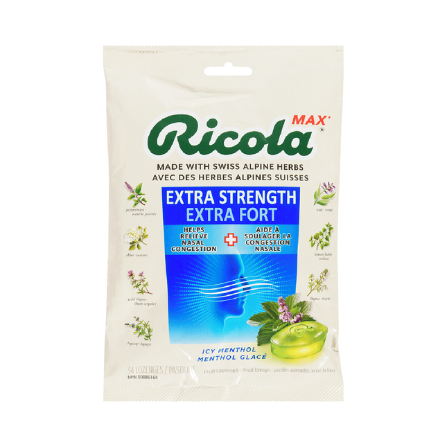 Ricola - Pastilles pour la gorge extra-fortes, menthol glacé | 34 pastilles