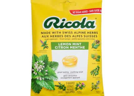 Ricola - Lemon Mint, No Sugar Added | 19 Wrapped Lozenges