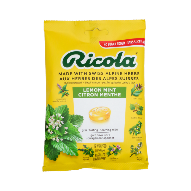 Ricola - Lemon Mint, No Sugar Added | 19 Wrapped Lozenges