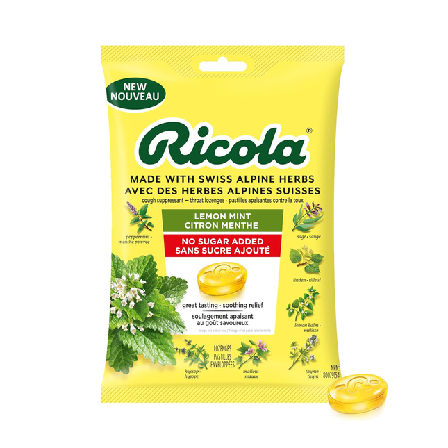 Ricola - Lemon Mint, No sugar Added | 19 Wrapped Lozenges