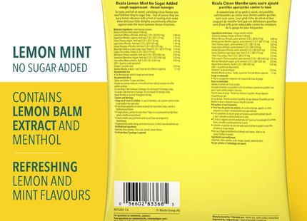 Ricola - Lemon Mint, No sugar Added | 19 Wrapped Lozenges