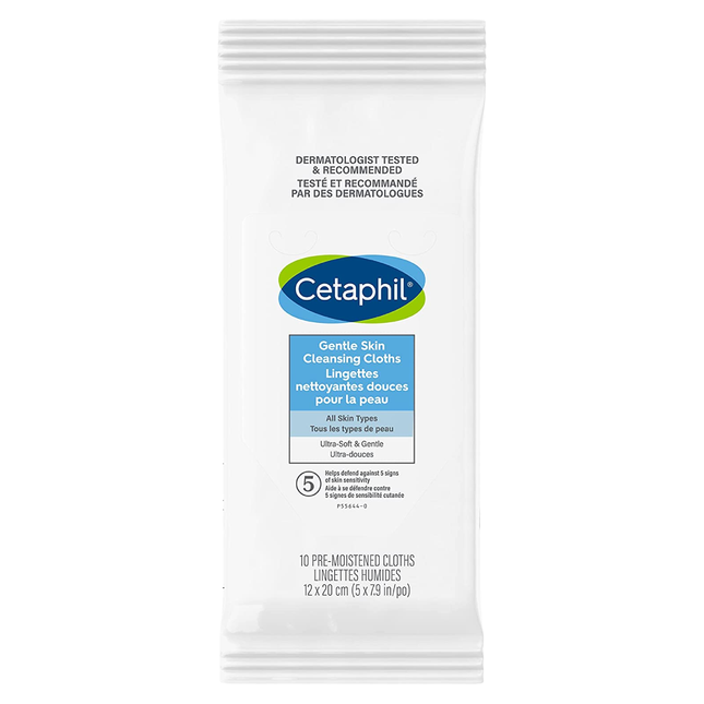 Cetaphil - Lingettes nettoyantes douces pour la peau - Pour tous les types de peau | 10 lingettes
