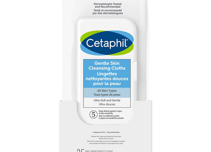 Cetaphil - Lingettes nettoyantes douces pour la peau - Tous types de peau | 25 vêtements pré-humidifiés