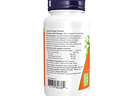 NOW - Complexe de curcumine de curcuma 630 mg | 60 gélules végétales